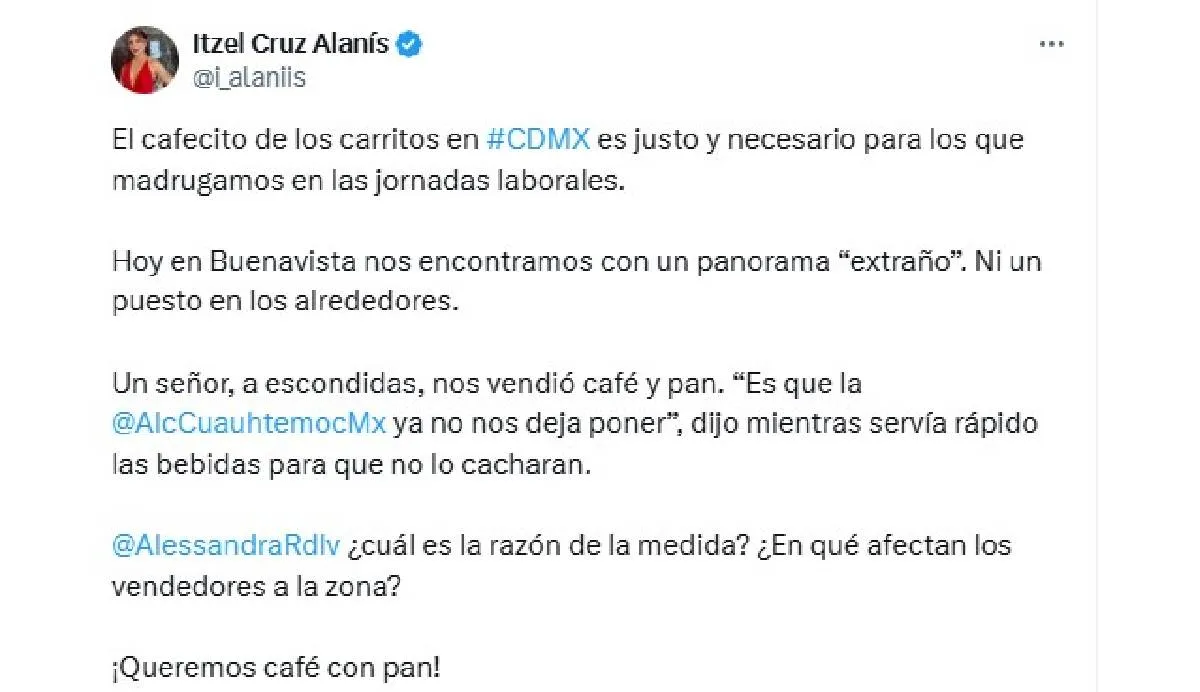 Esta fue la publicación de la reportera de N+/X: @i_alaniis