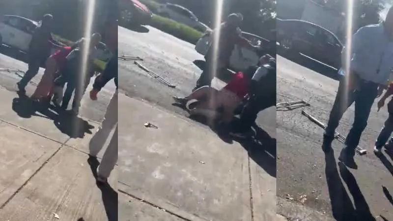 La estudiante en muletas terminó el piso junto a su madre/X