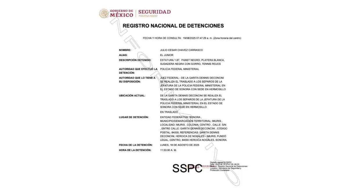 La detención del Júnior fue confirmada por el Gobierno de México/X