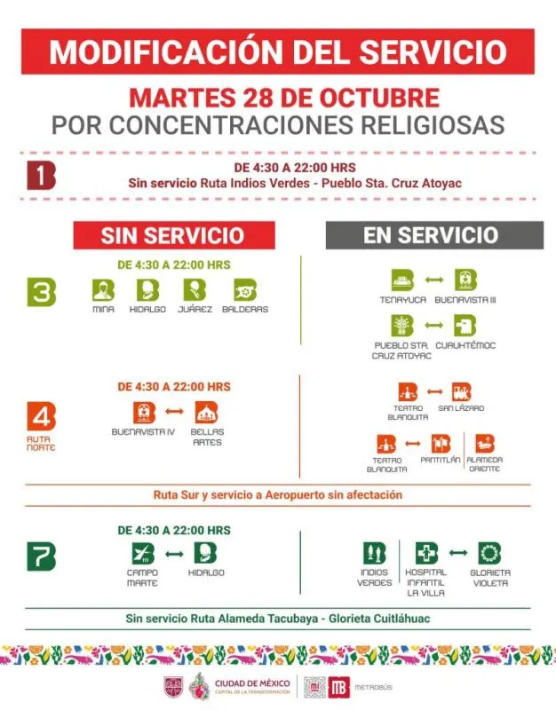 El MB modificará su servicio y así lo informó por redes sociales/Metrobús