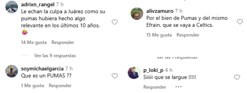 Así fueron algunos de los comentarios