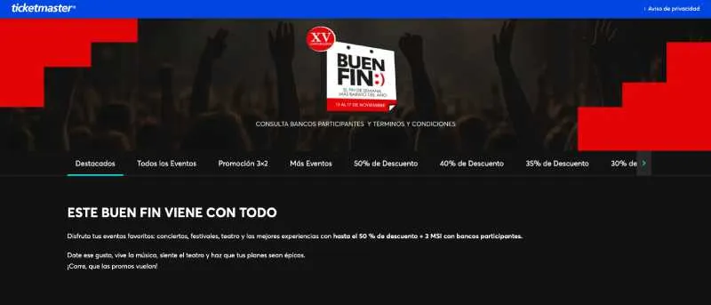 En la página de Ticketmaster están todos los eventos participantes/Ticketmaster.com