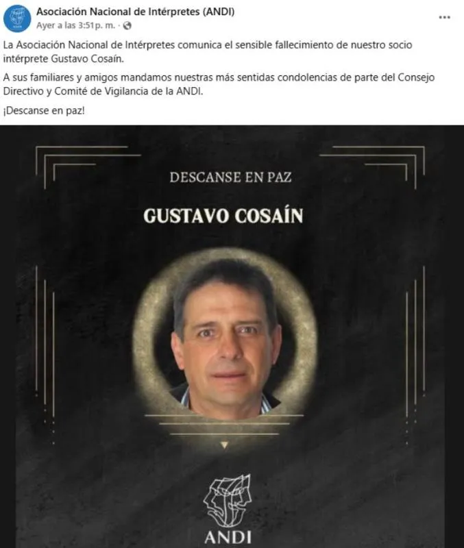 El 3 de octubre de 2025, la Asociación Nacional de Intérpretes (ANDI) confirmó su fallecimiento/FB
