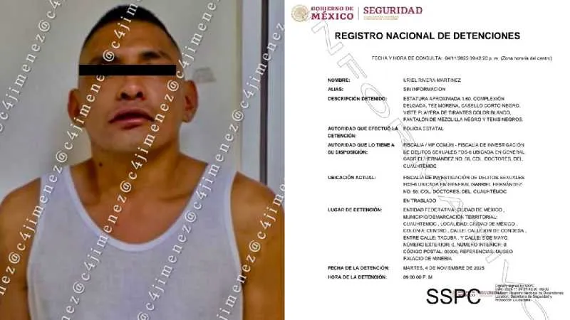 Uriel 'N' fue detenido y presentado ante la Fiscalía de Delitos Sexuales/C4