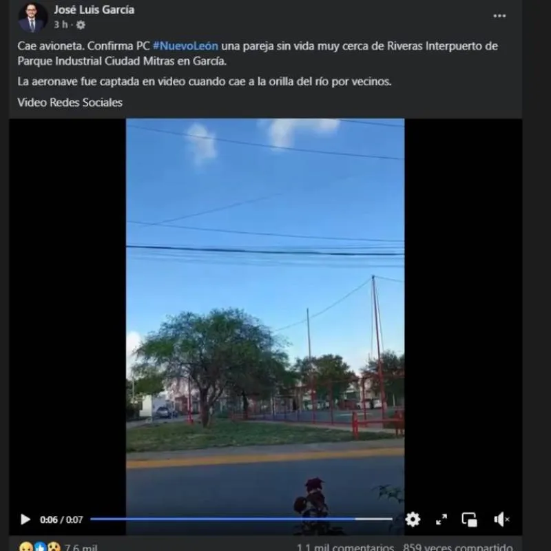 Esta fue la publicación que hizo García, sin saber que su ex era una de las víctimas/Facebook