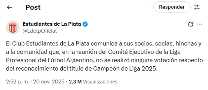 Así fue la respuesta de Estudiantes