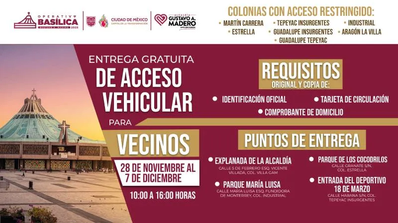 El horario de entrega es de 10:00 a 16:00 horas en módulos autorizados. / X: Alcaldía GAM