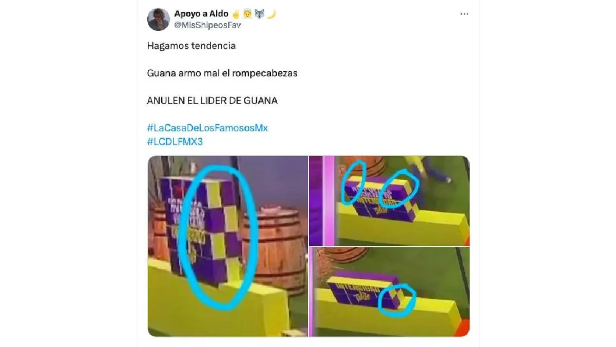 La Jefa dijo que la parte morada de las piezas iba hacia los competidores/X