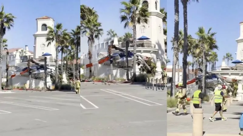 El helicóptero terminó entre las palmeras y cerca de un hotel/X