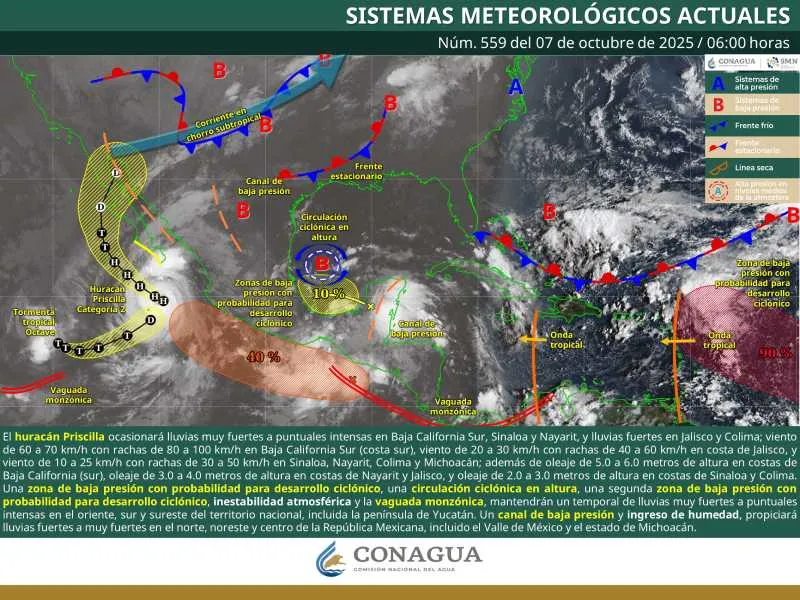 El pronóstico de Conagua es lluvias fuertes en al menos cinco estados del país/Conagua