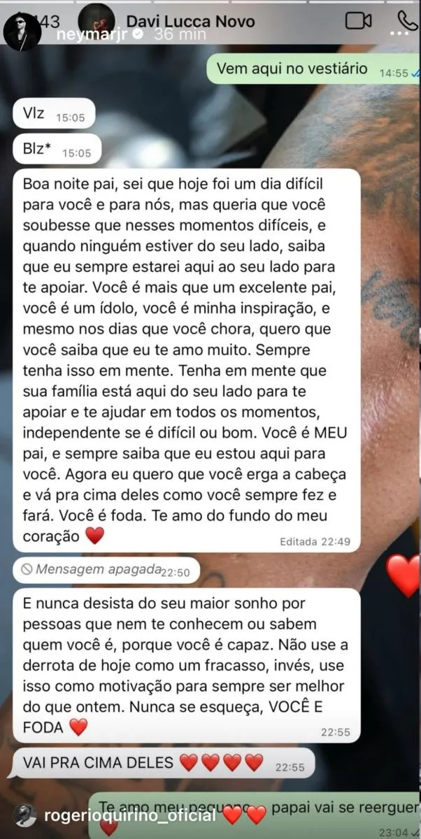 El mensaje del hijo de Neymar | CAPTURA