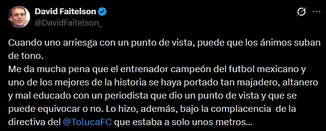 Faitelson, en X | CAPTURA DE PANTALLA