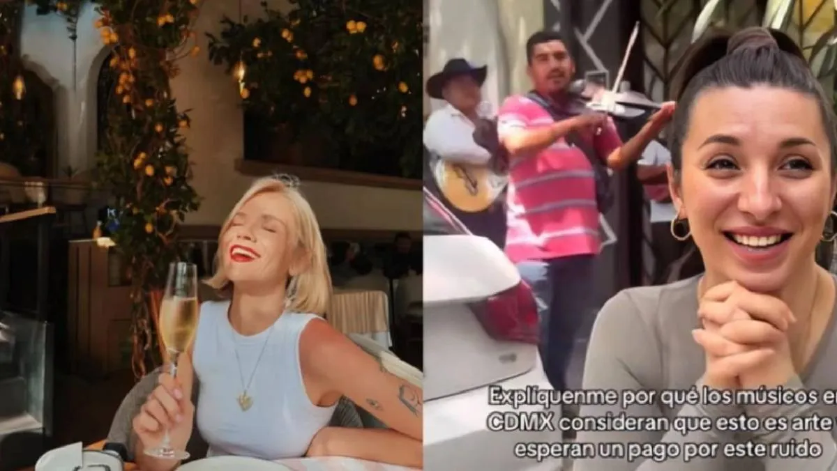 La rusa estaba con amigas en restaurante cuando grabó al cantante callejero/X