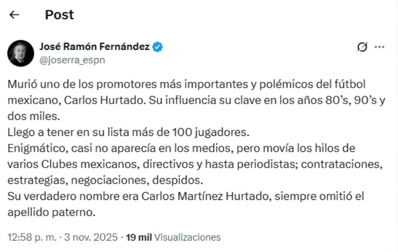 Así fue el comentario de José Ramón