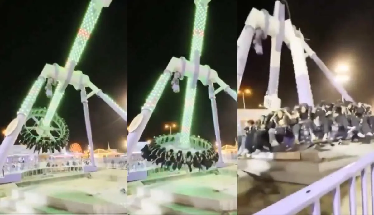 El brazo central del juego mecánico se partió en dos/X