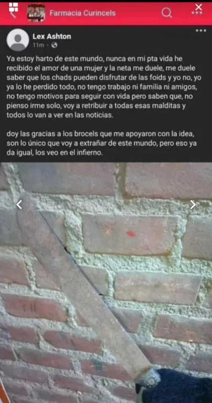 Este fue el mensaje que advirtió las intenciones del joven/Facebook