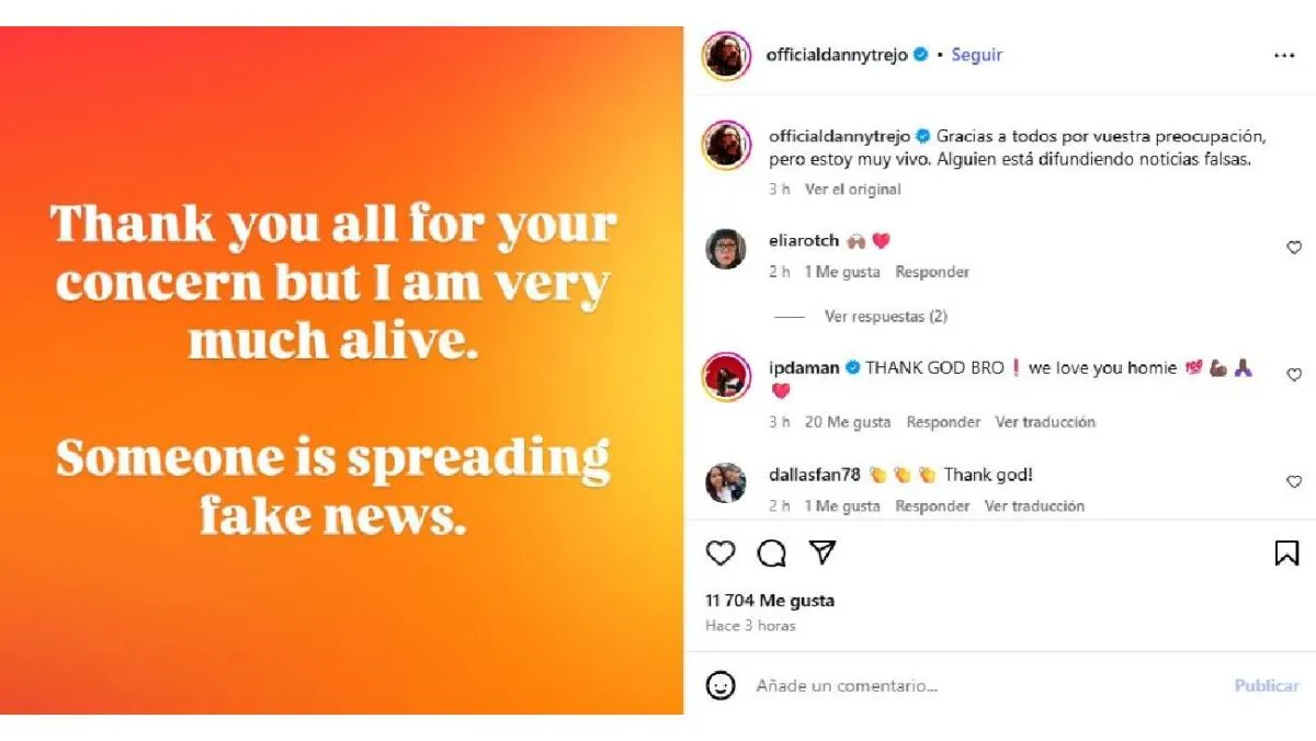 Danny Trejo desmintió en sus redes que haya muerto/IG