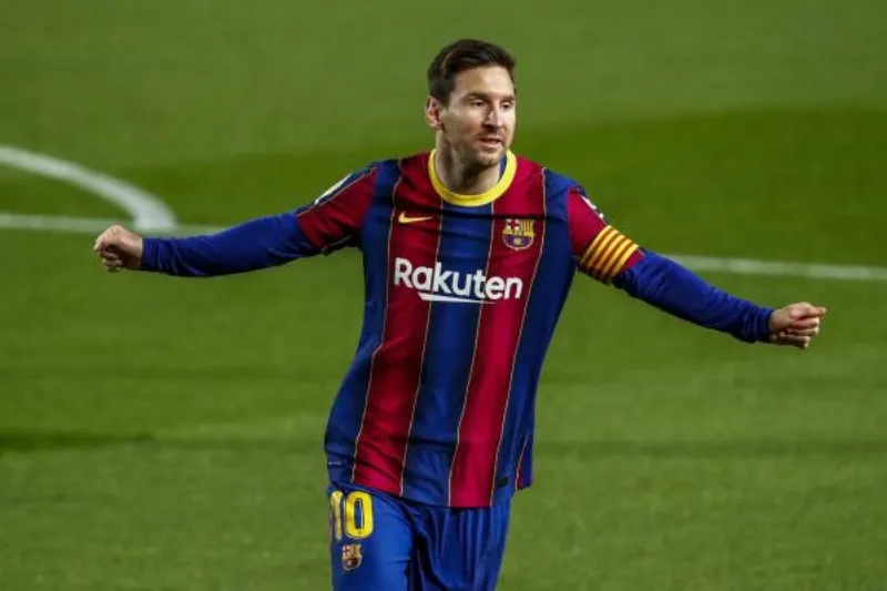 Messi en festejo con Barcelona