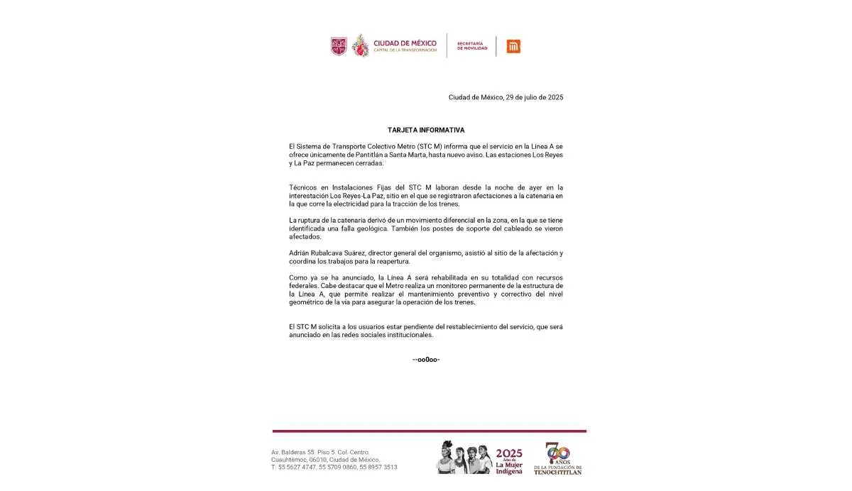 Este fue el comunicado del Metro para confirmar el cierre de las estaciones/Metro CDMX