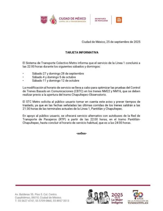 Este fue el comunicado que publicó el Metro de la CDMX/X: @MetroCDMX