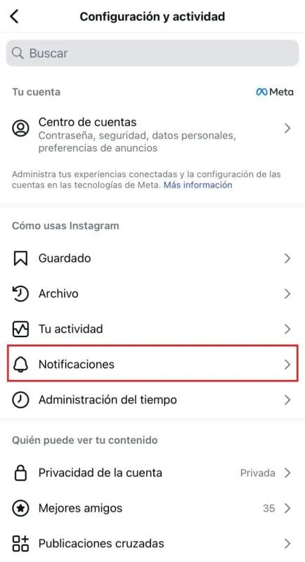 Entra a 'Notificaciones'.