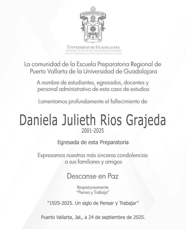 La Universidad de donde egresó la joven expresó sus condolencias/X