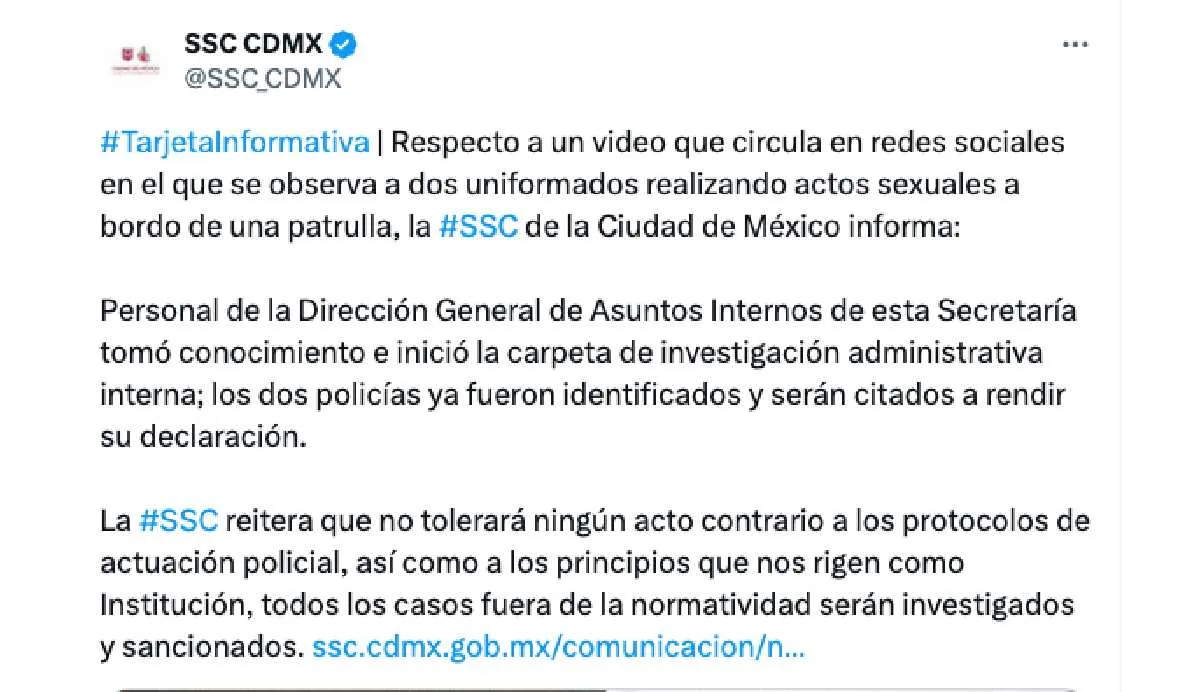 La SSC ya se pronunció respecto al video que se hizo viral/SSC