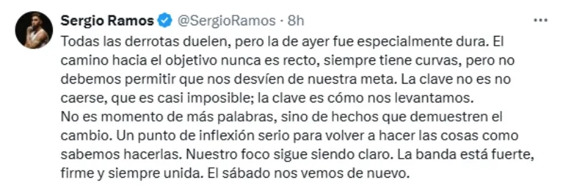 Ramos mandó un mensaje a la afición