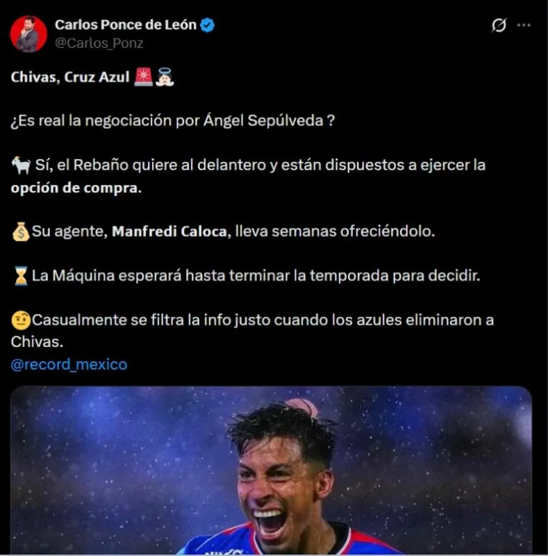 Sí hay negociación entre Chivas y Cruz Azul