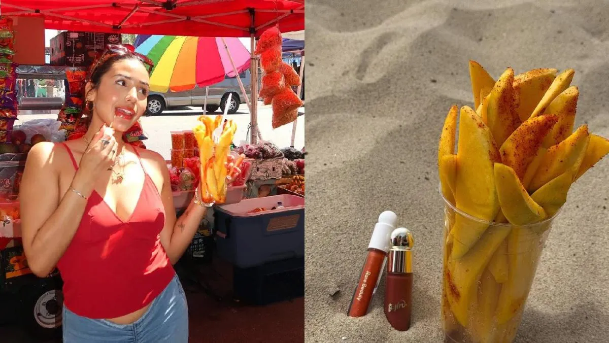 Los labiales son color Tajín tradicional y chamoy/IG: @rarebeauty