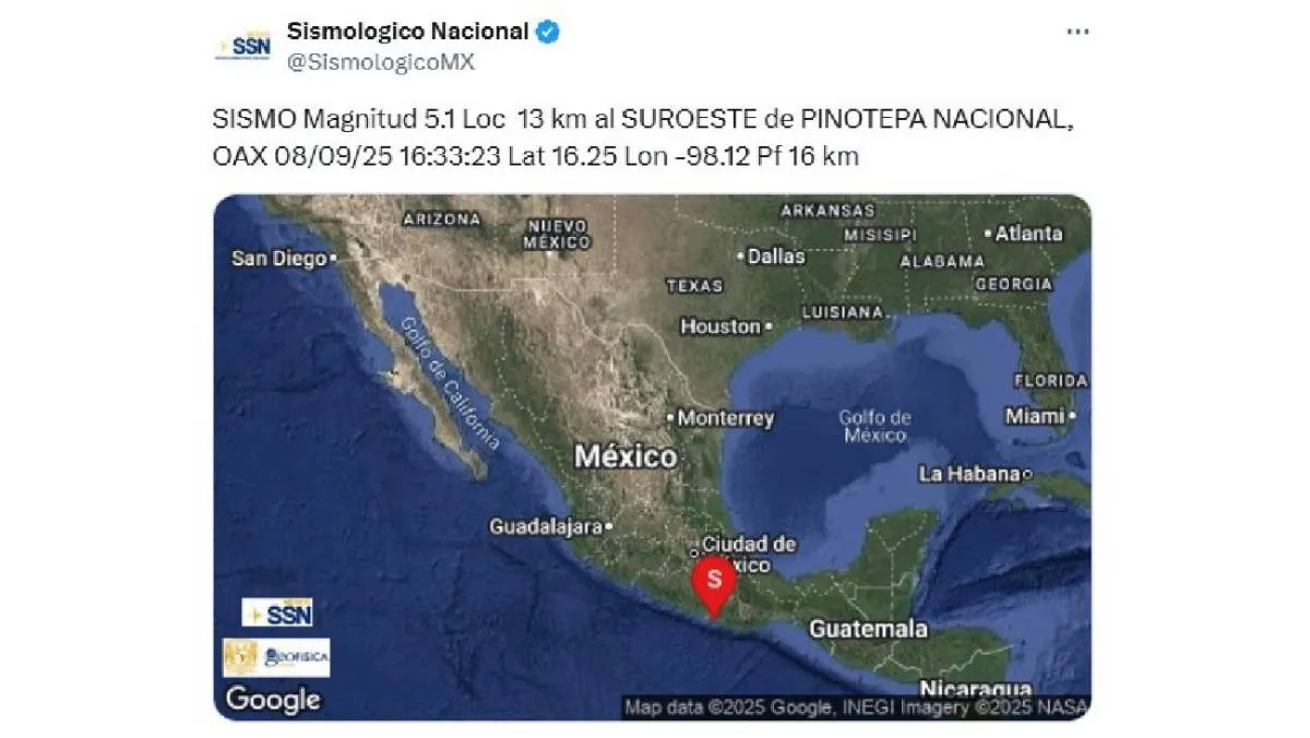 El último registro del Sismológico establece que el temblor fue de 5.1 grados/SSN