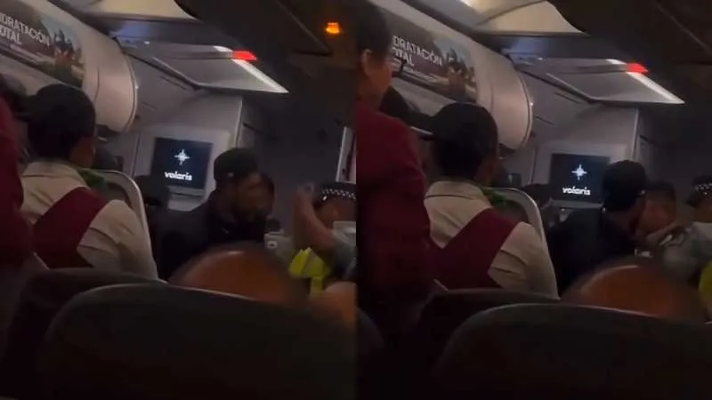 El hombre de gorra se puso violento y no atendió las indicaciones de la tripulación/X