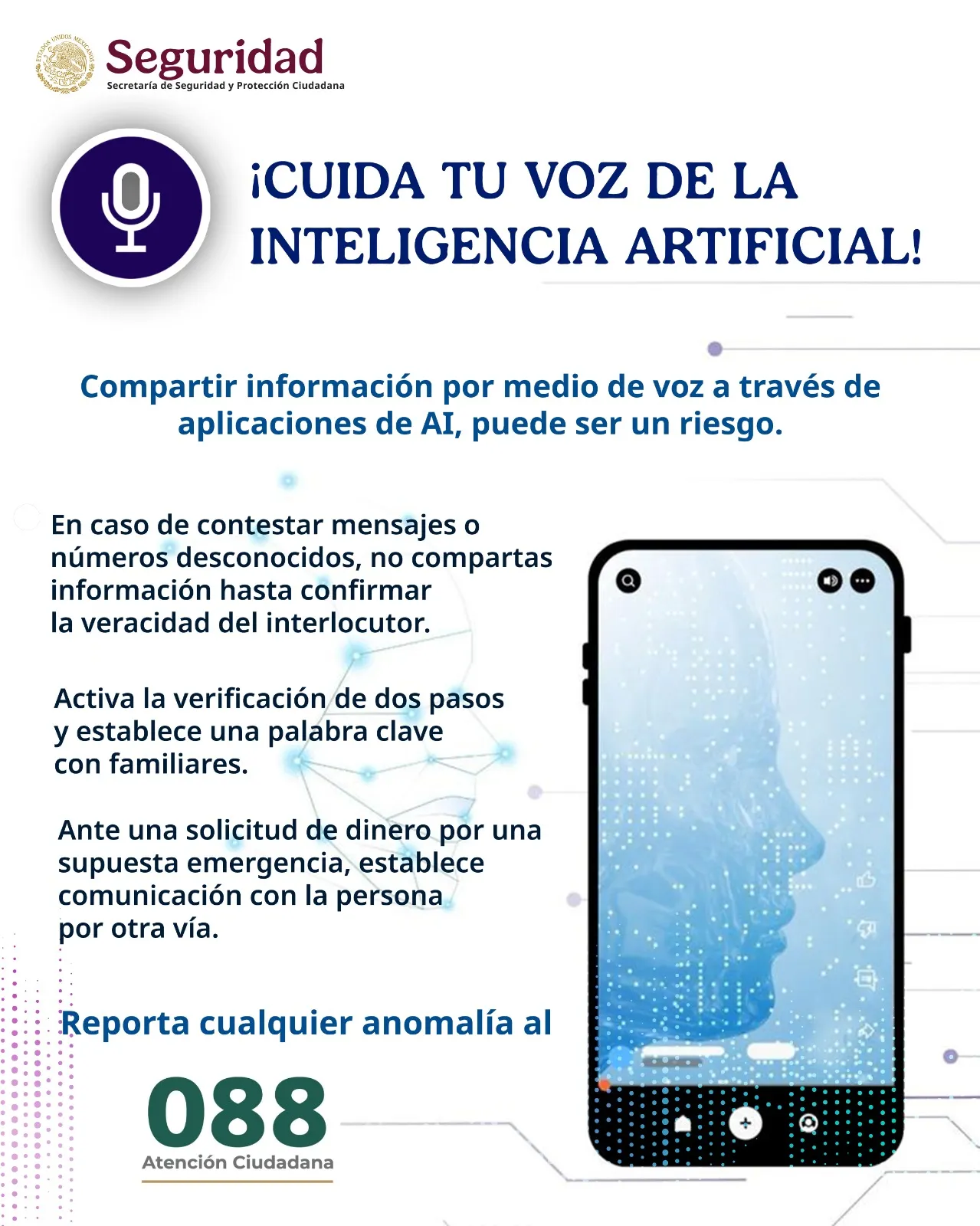 Recomendaciones para evitar ser víctima de fraudes con mensajes de voz clonados / SSCP