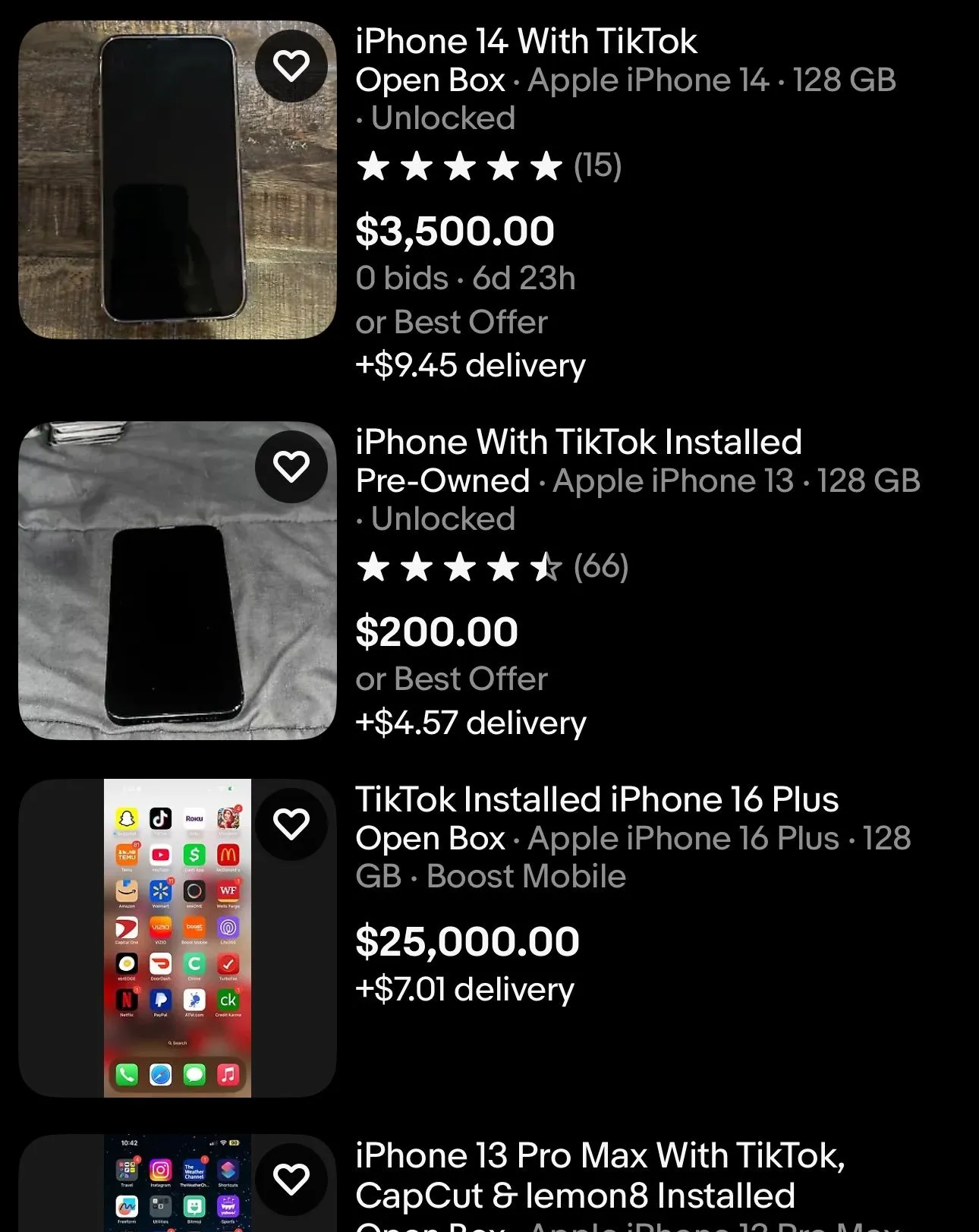 iPhones con TikTok instalados son vendidos por miles de dólares / Ebay