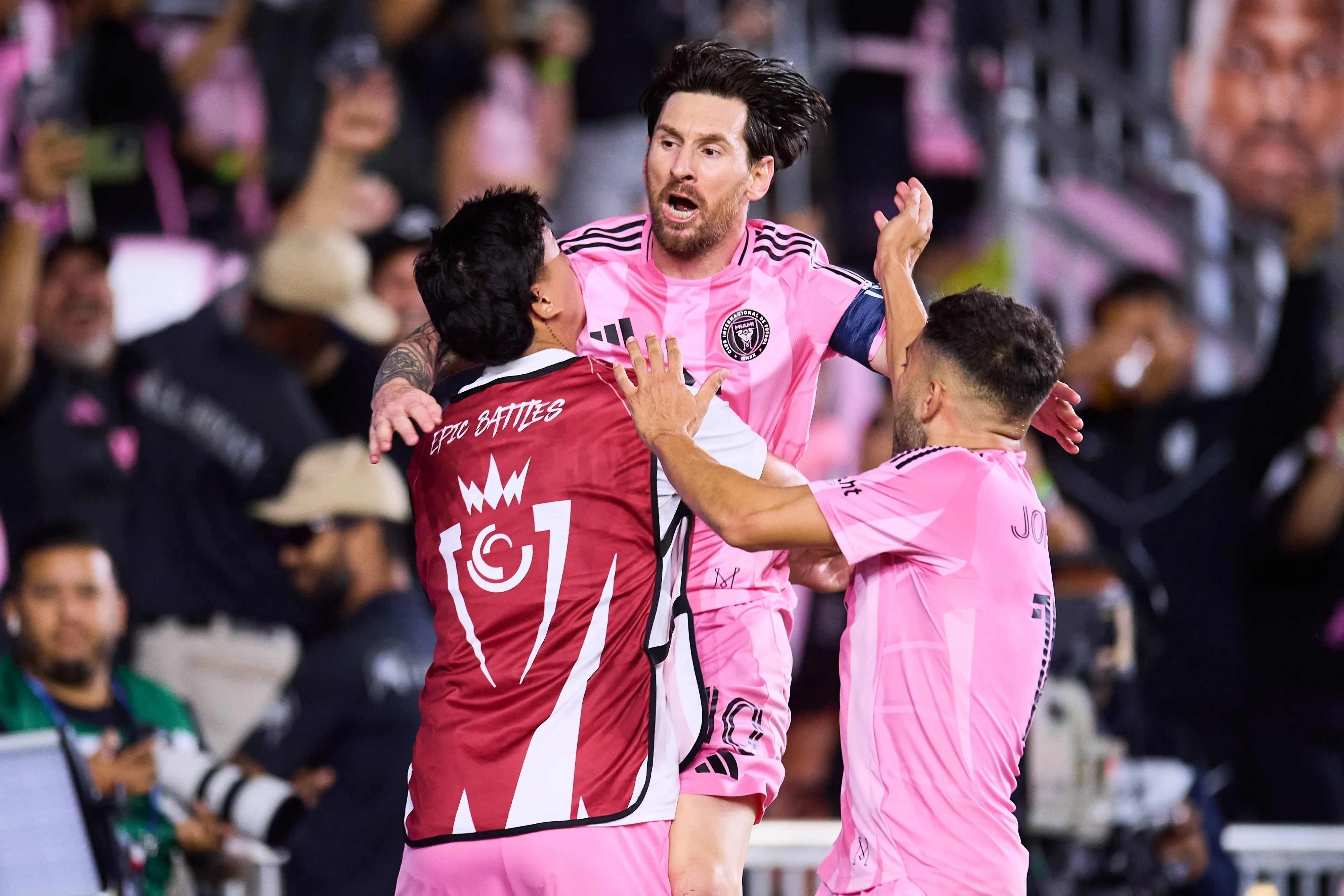 Messi en festejo con Inter Miami en la Concachampions