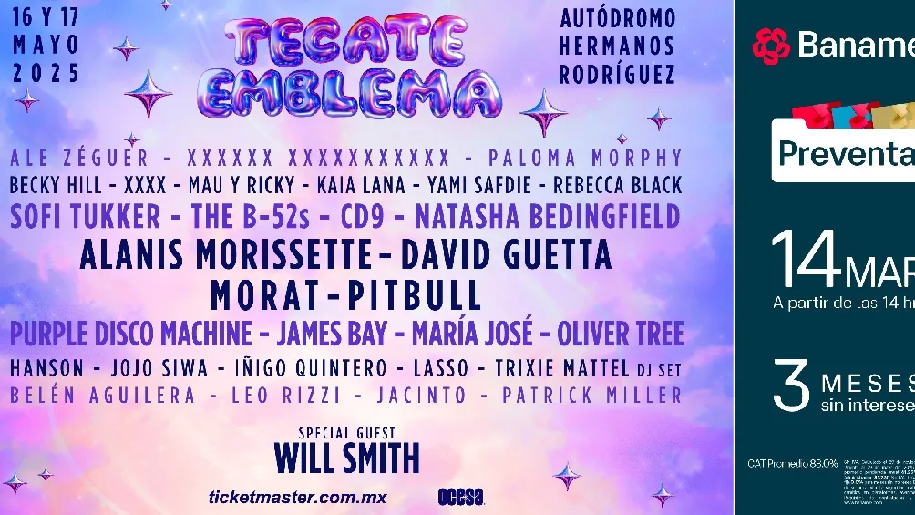 El Tecate Emblema se llevará a cabo el 16 y 16 de mayo/OCESA