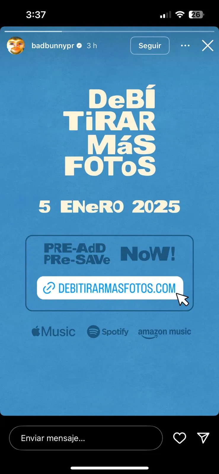 Bad Bunny anunció la fecha del lanzamiento de su nuevo disco.| Captura de pantalla.