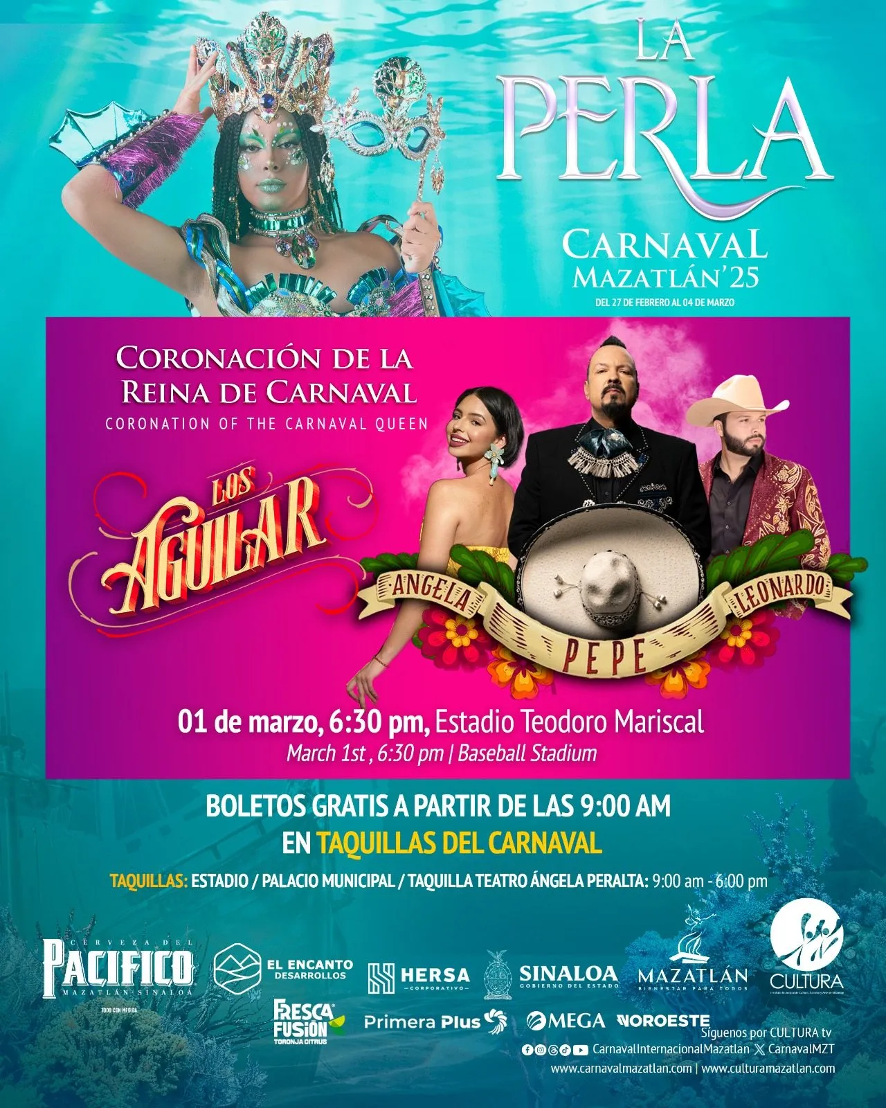 Los boletos para su presentación se estarán regalando en varios puntos / FB: @CarnavalInternacionalMazatlan
