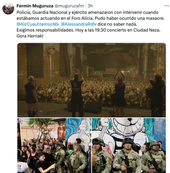 El cantante Fermín Muguruza insiste que la alcaldesa debe dar una explicación / Redes Sociales