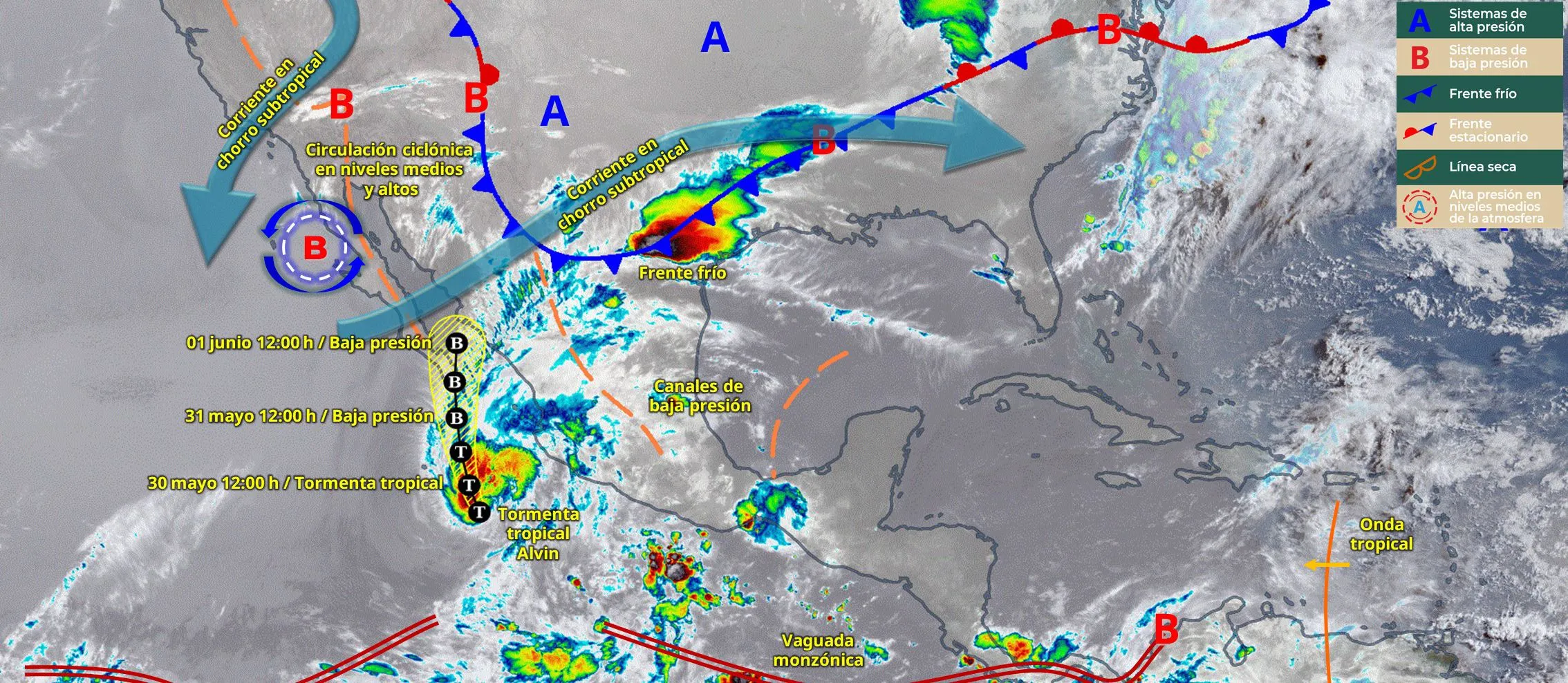 La tormenta tropical 'Alvin' podría tocar tierra en los próximos días / Rede Sociales