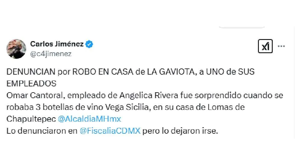 La noticia la dio a conocer el reportero de nota roja, Carlos Jiménez/X