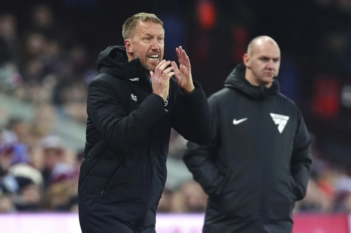 Graham Potter en el partido de West Ham ante Aston Villa