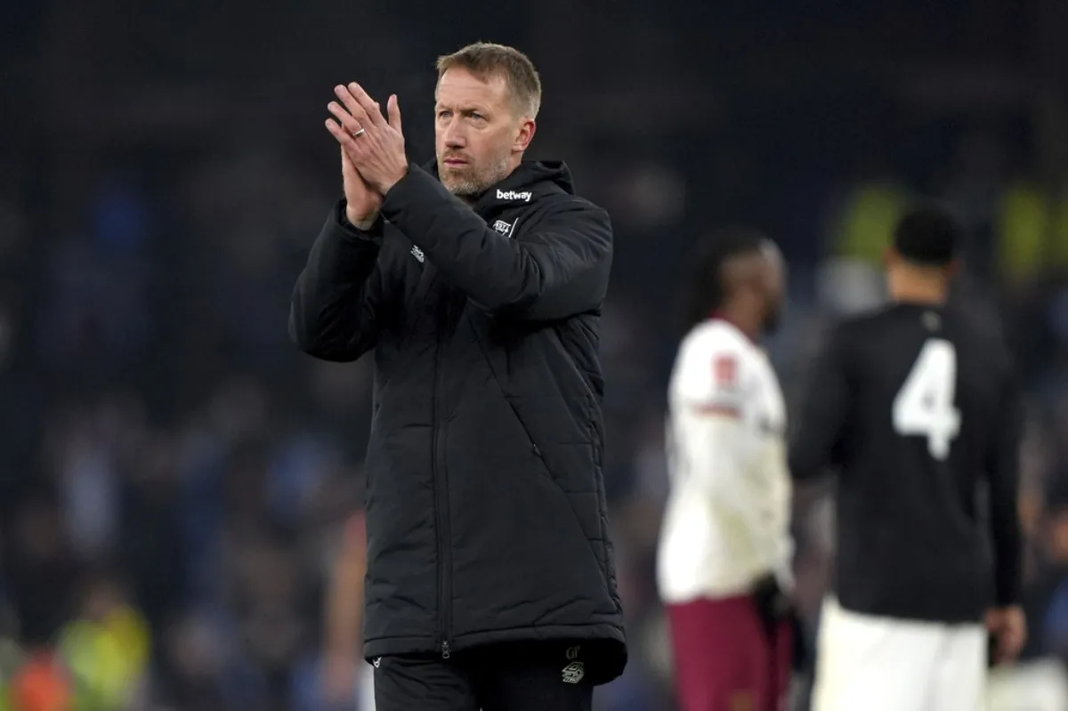 Graham Potter en el partido de FA Cup de West Ham ante Aston Villa