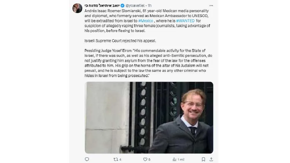 Prensa de Israel asegura que la Corte rechazó apelación del diplomático mexicano/X