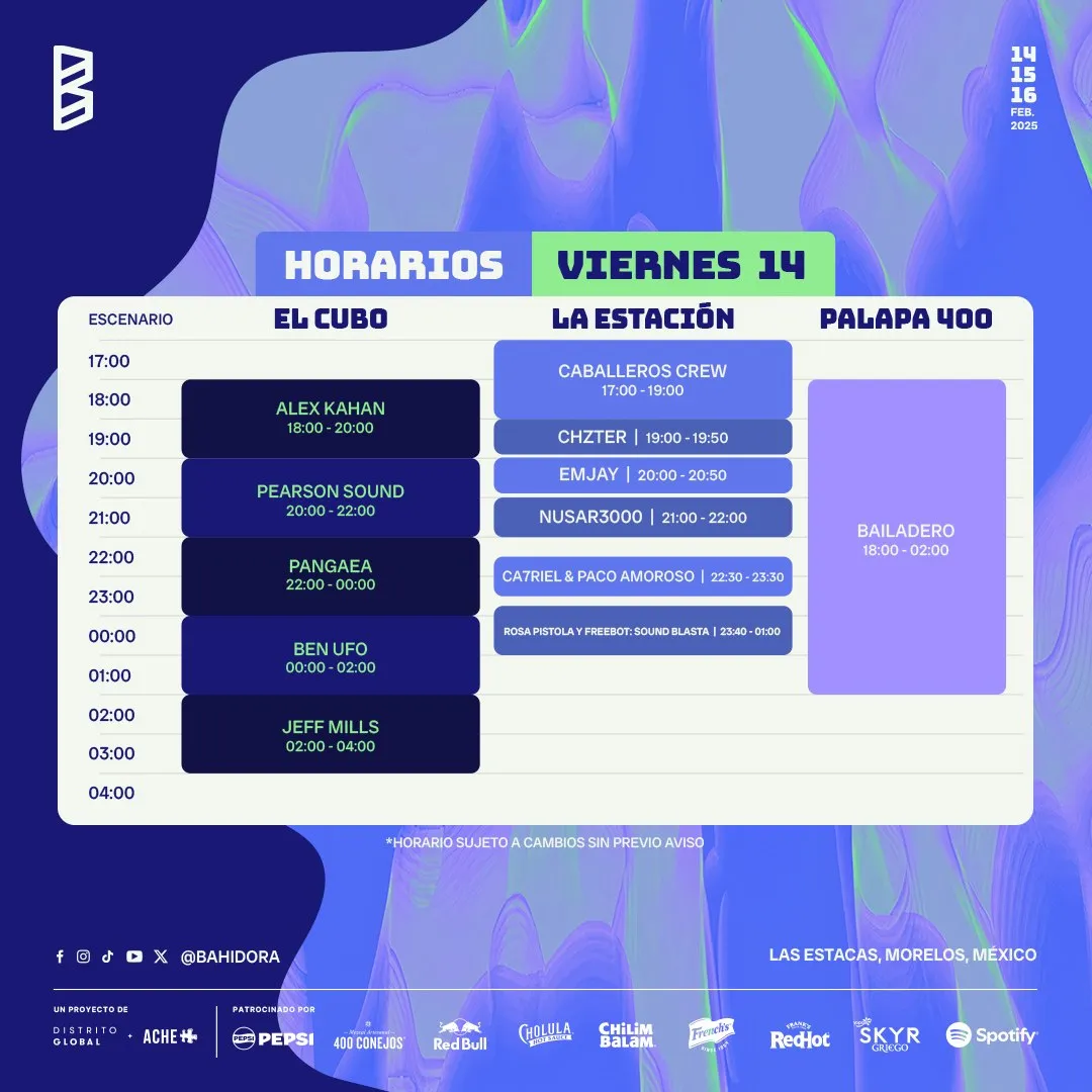 Estos son los horarios del viernes / FB: @Bahidora
