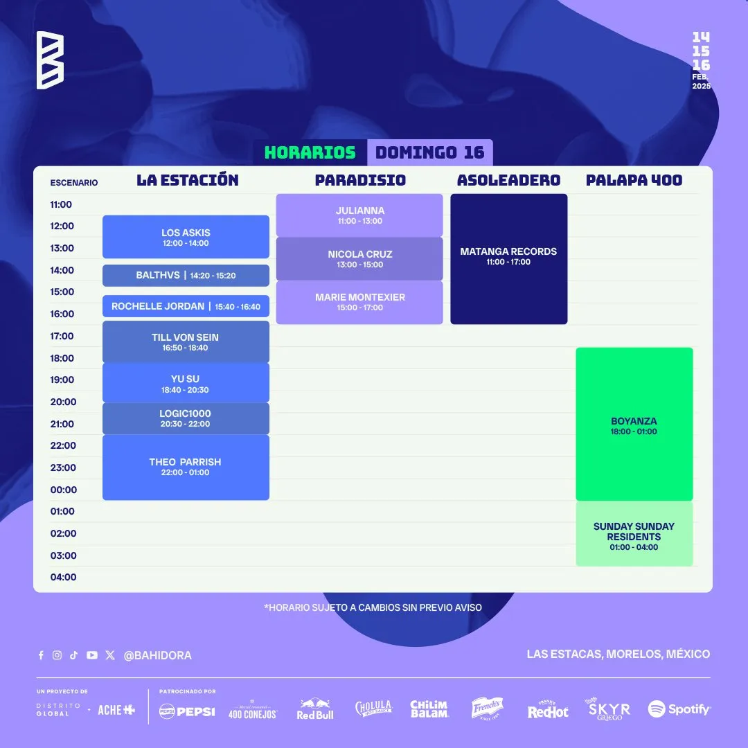 El domingo termina todo hasta la madrugada / FB: @Bahidora