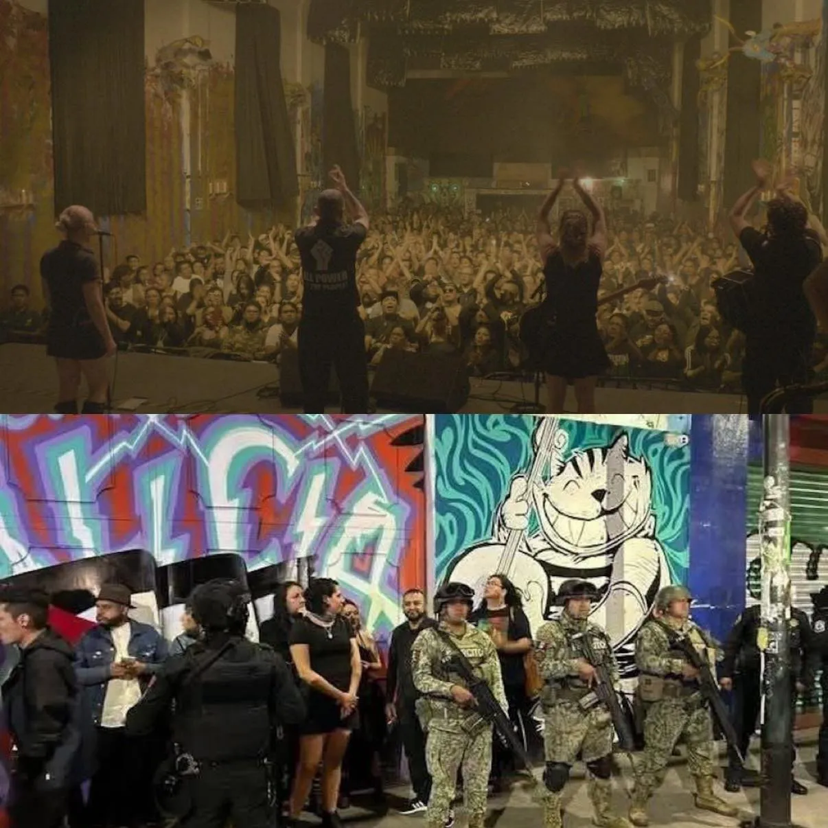 Elementos de seguridad local y federal desalojaron a la gente del Foro Alicia / Redes Sociales