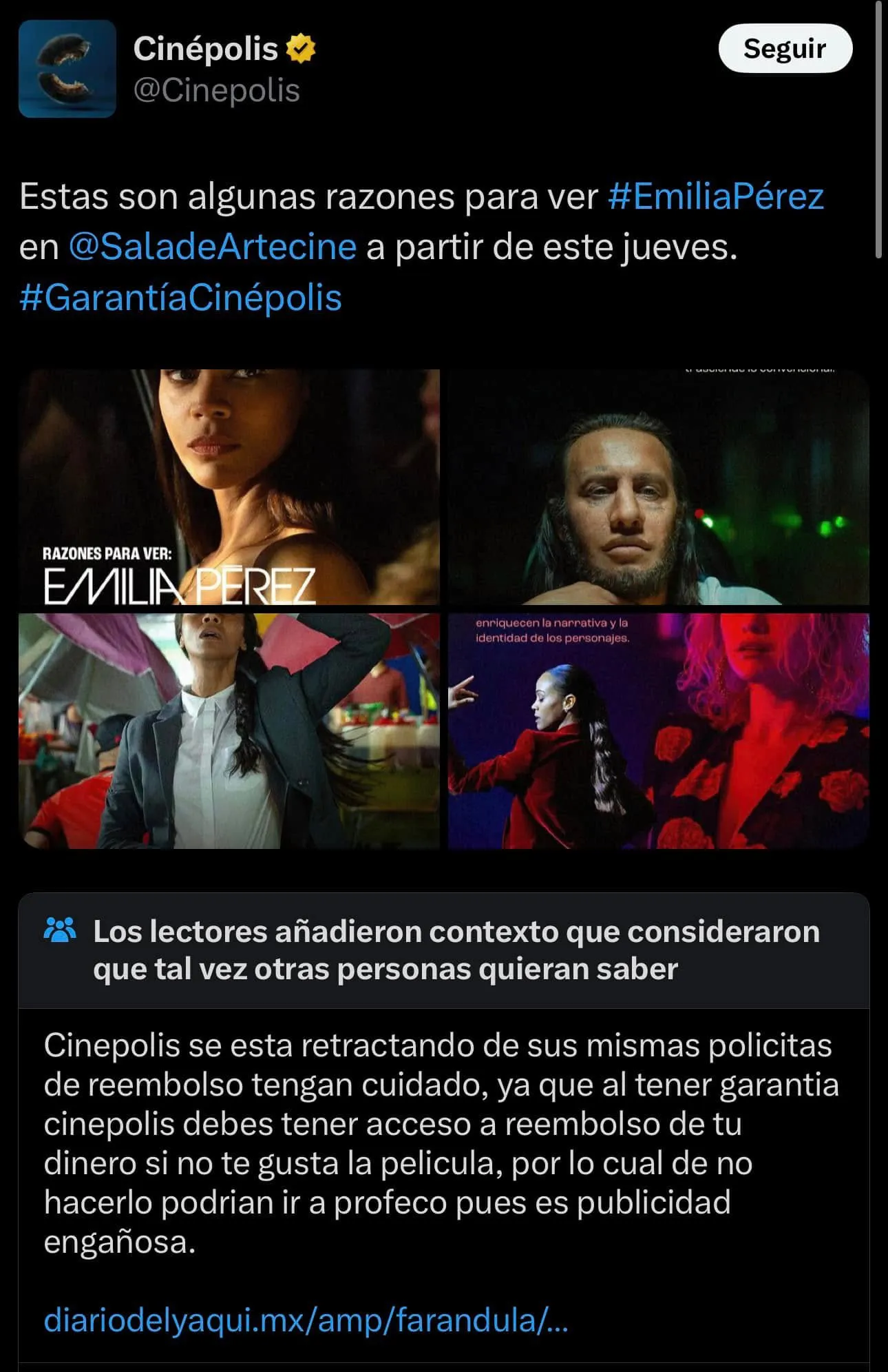 Los reclamos de la 'Garantía Cinépolis' se vieron en redes sociales / Especial