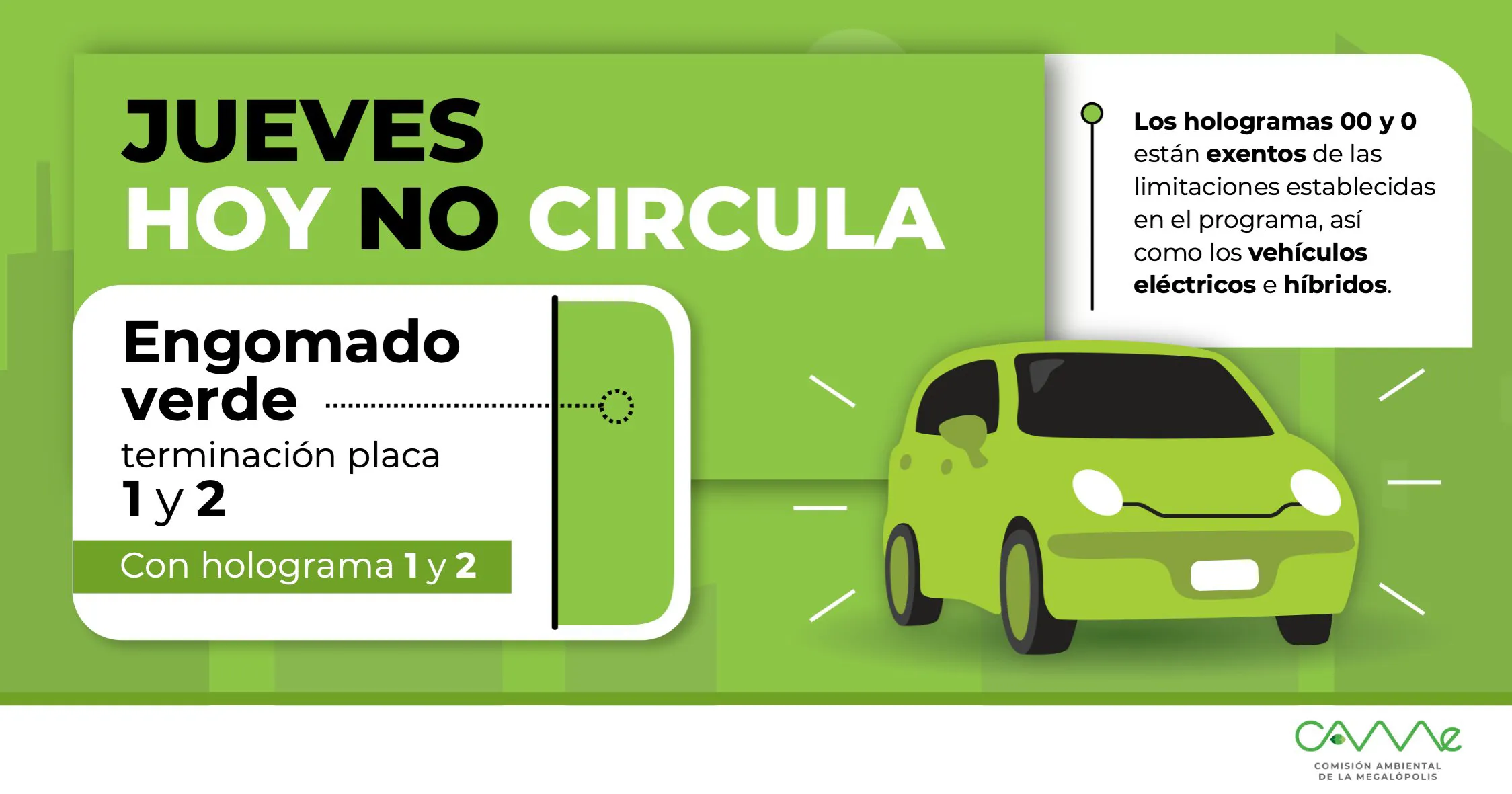 Los autos con engomado verde y holograma 1 y 2 no circulan este jueves / Redes Sociales
