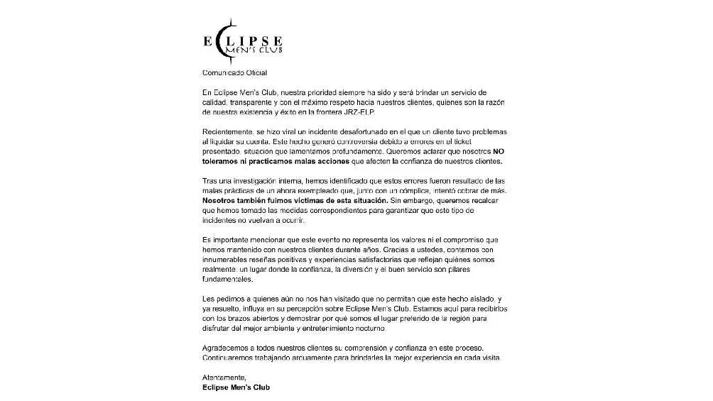 El establecimiento aceptó que un empleado cobró de más/Facebook: Eclipse Juárez